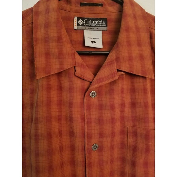 Columbia Men's XCO Sportswear Shirt Size Large Rust Plaid Short Sleeve - Picture 3 of 6